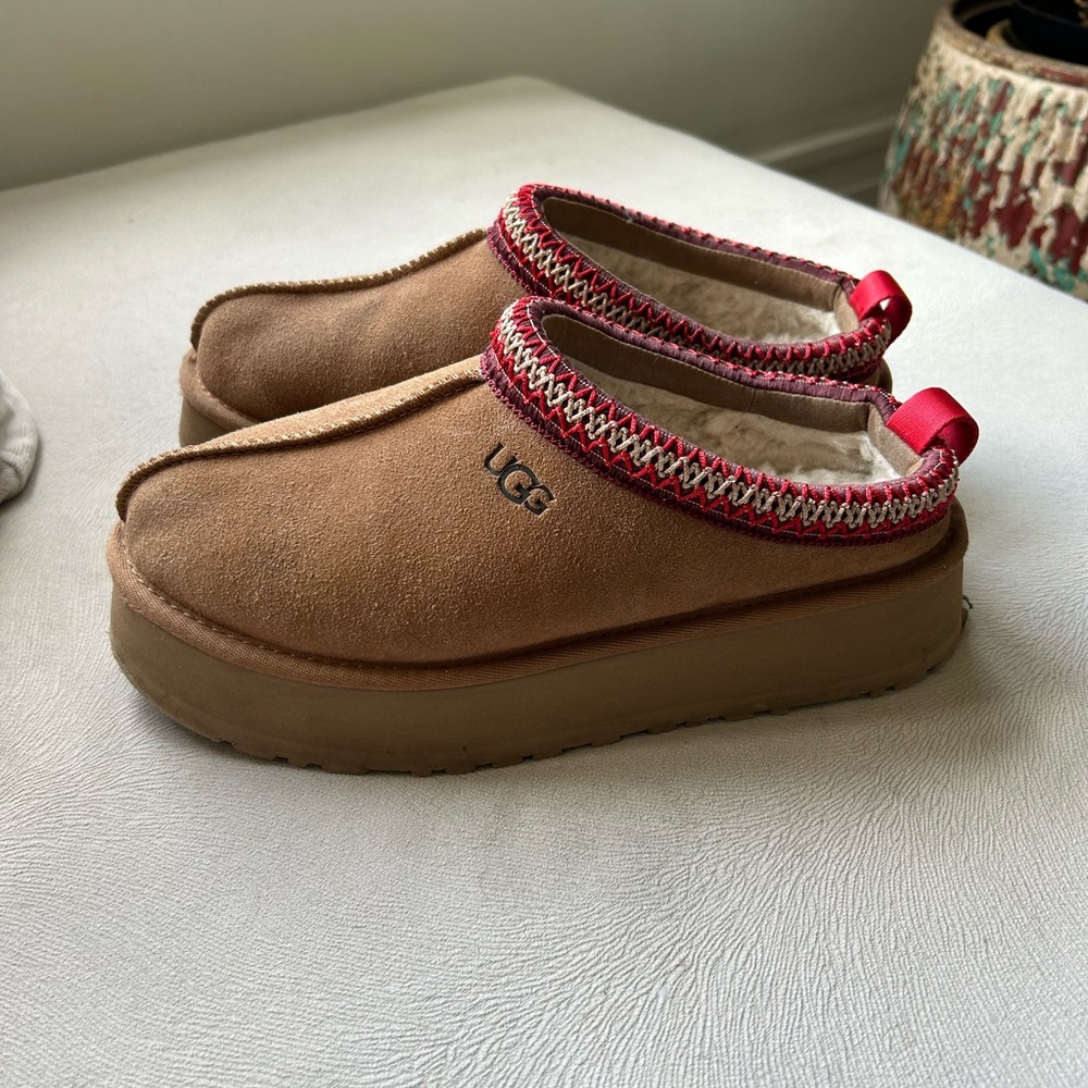 UGG Brown and Red Cozy Slippers